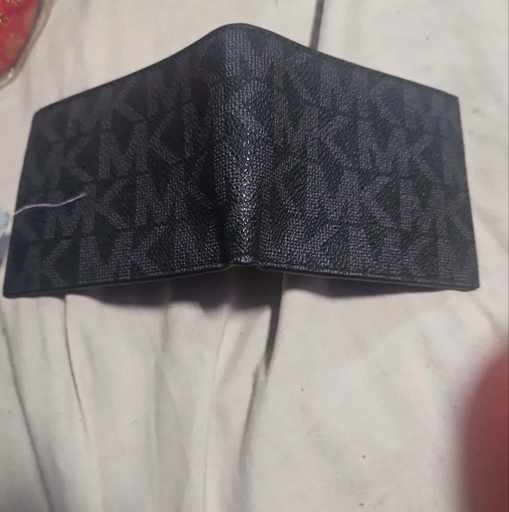 Michael Kors Black Textured Leather Card & Key Holder